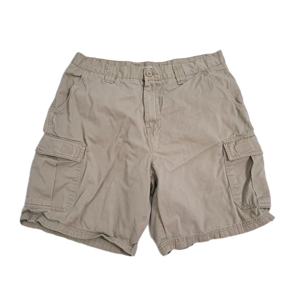 Croft Barrow Cargo Shorts Men's 36 Khaki Tan Utility Trail Hike Fishing Boating